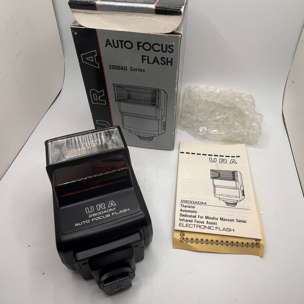 URA 2800ADM Auto Focus Flash 2800AD‎ Series For Minolta Maxxum W/ Box Manual